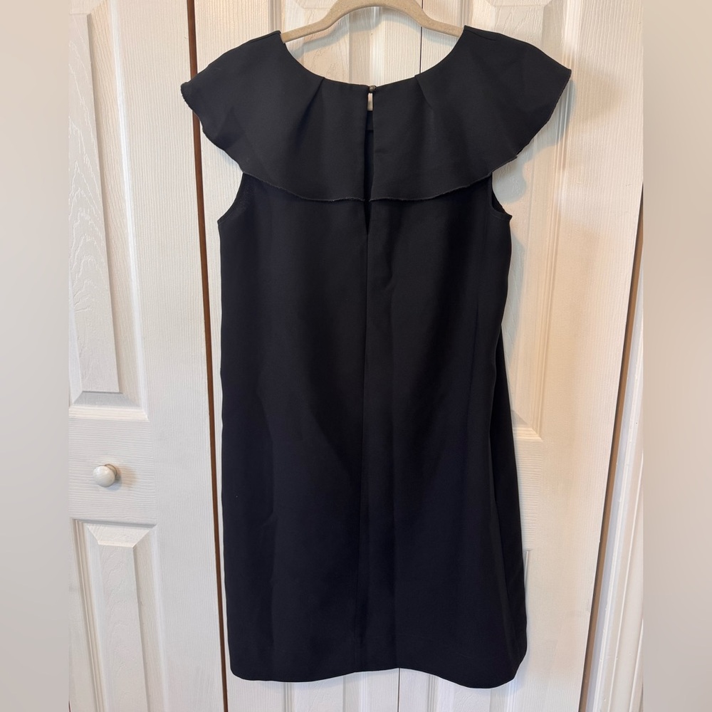 Banana Republic Black Mini Cocktail Dress Ruffle Sleeve Sz 8 PullOn Lightweight - Picture 5 of 11